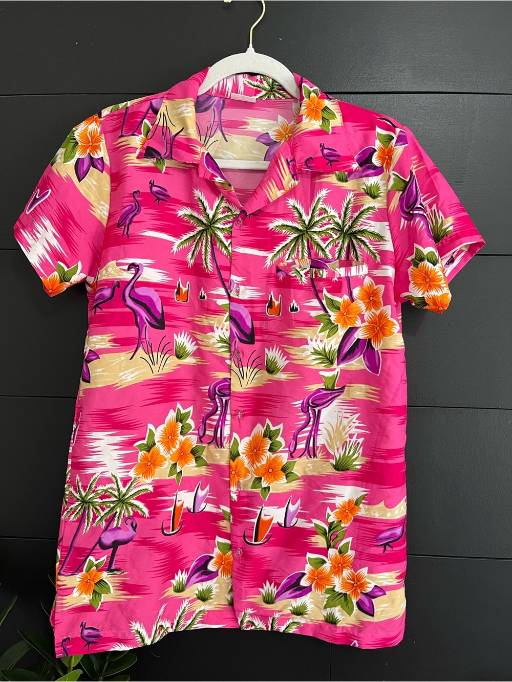 KING KAMEHA Bold Hawaiian Button Front Tropical Shirt Costume Unisex Adult S GUC